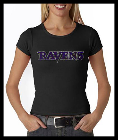 RAVENS "WORD" CLEAR/PURPLE RHINESTONE SHIRT